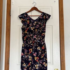 Apt. 9 Navy Blue Floral Midi Jumpsuit